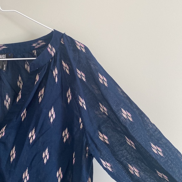 Paige Blue Cotton Printed Long Sleeve Blouse Sz Small - Picture 3 of 5